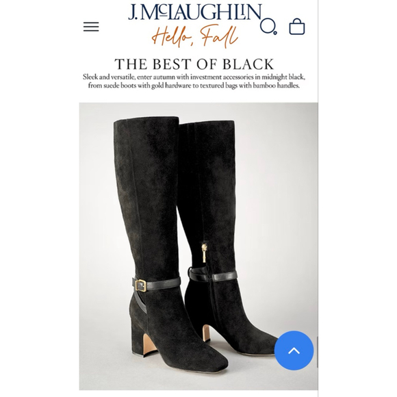 NWT J. McLaughlin Womans Suede Knee-High Heeled Boots US 8 Metal Buckle - Picture 1 of 8
